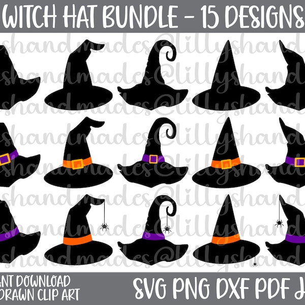 Witch Hat Svg, Witch Clipart, Witch Hat Png, Halloween Witch Svg Bundle, Witch Png, Witch Hat Clipart, Witch Hat Vector, Witches Hat Svg