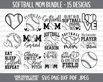 Softball Mom SVG Bundle, Softball Mama PNG