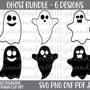 Ghost Svg Bundle, Ghost Png Bundle, Ghost Clipart, Cute Ghost Svg Files, Ghost Vector, Ghost Silhouette Svg, Halloween Ghost Svg