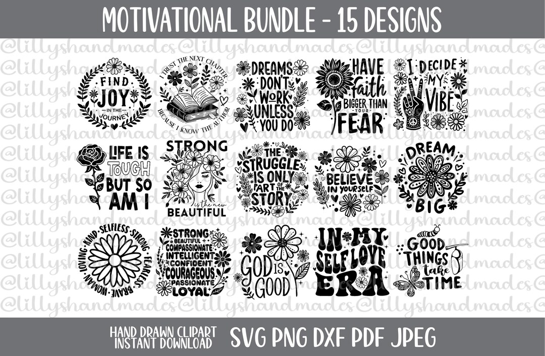 Self Love SVG Bundle, Mental Health, Positive, Floral Faith PNG ...