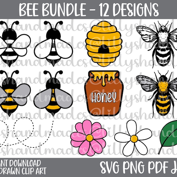 Bee Svg Files, Bee Clipart, Bumblebee Svg, Bumblebee Clipart, Bee Hive Svg, Beehive Svg, Bee Vector, Honey Bee Svg, Honeybee Svg