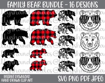 Bear Svg Bundle, Bear Family Svg, Floral Bear Svg, Family Bear Svg, Mama Bear Svg, Papa Bear Svg, Baby Bear Svg, Bear Cub Svg, Bear Face Svg