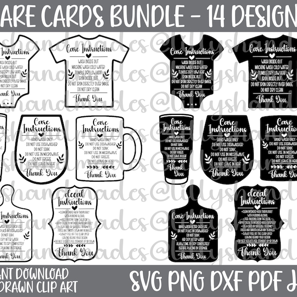 Care Cards Svg Bundle, Care Instructions Svg, Tumbler Care Card Svg, Washing Instructions Svg, Decal Instructions Svg, Shirt Care Svg