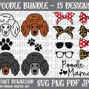 Poodle Svg Bundle, Poodle Clipart, Poodle Png, Poodle Vector, Poodle Mom Svg, Poodle Cut File, Poodle Dog Svg, Poodle Puppy Svg