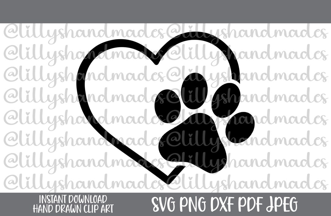 Paw Heart Svg Heart Paw Svg, Dog Love Svg Dog Paw Print Svg, Dog Paw Svg Cat Paw Svg, Heart Paw