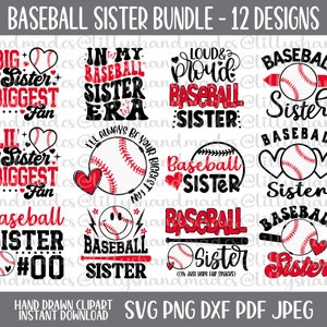 Baseball Schwester svg, Baseball Schwester Png in meiner Baseball Schwester Era svg, kleine Schwester größter Fan svg Baseball Herz svg Schwester Baseball svg