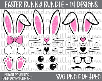 Bunny Ears Svg, Bunny Face Svg, Bunny Monogram Svg, Bunny Ears Png, Bunny Rabbit Svg, Bunny Clipart, Easter Bunny Svg, Easter Bunny Png