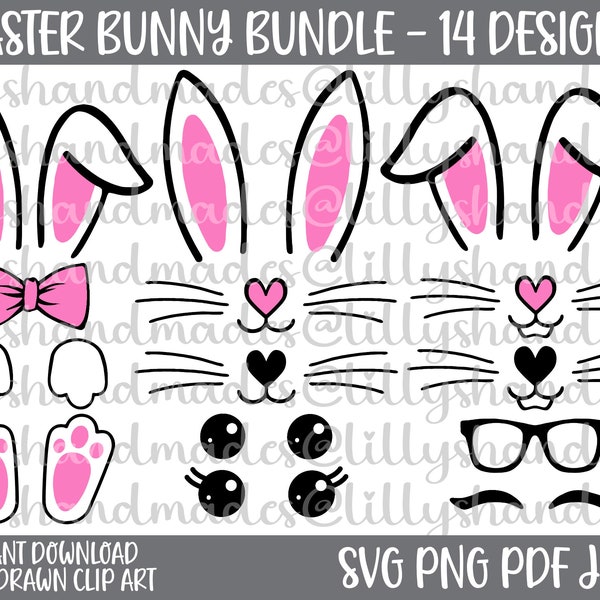 Easter Bunny Svg, Bunny Ears Svg, Bunny Face Svg, Easter Bunny Png, Bunny Ears Png, Bunny Monogram Svg, Boy Bunny Svg, Bunny Clipart Svg