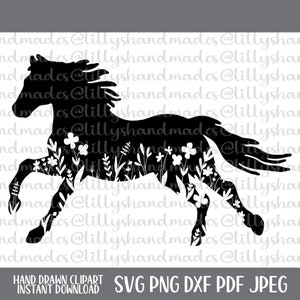 Florale Pferd Svg-Dateien, Pferd Mädchen, Pferd Vektor, Pferde Png, Pferd Png, Pferde geschnitten, Blumen Tier, Pferd Png, Pferd geschnitten Datei