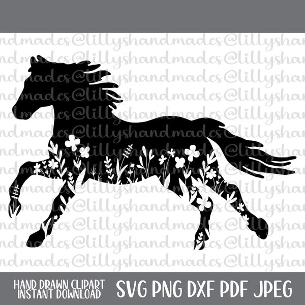 Floral Horse Svg Files Horse Girl Svg, Horse Vector Equestrian Svg, Horse Png Horses Svg, Floral Animal Svg Floral Horse Png, Horse Cut File