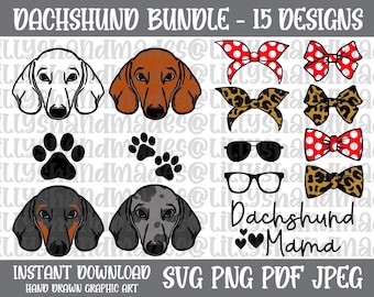 Dachshund SVG Bundle, Doxie PNG Clipart