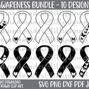 Bewusstseinsband SVG-Bundle, Krebsband Svg Brustkrebs Svg, Bewusstsein Svg Ribbon Svg Krebs Svg, Pink Ribbon Svg, Cancer Awareness svg
