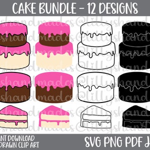 Bundle Svg de gâteau, Svg de gâteau d'anniversaire, Clipart gâteau, Png de gâteau d'anniversaire, Vecteur de gâteau, Svg de gâteau de mariage, tranche de gâteau Svg, tranche de gâteau Svg