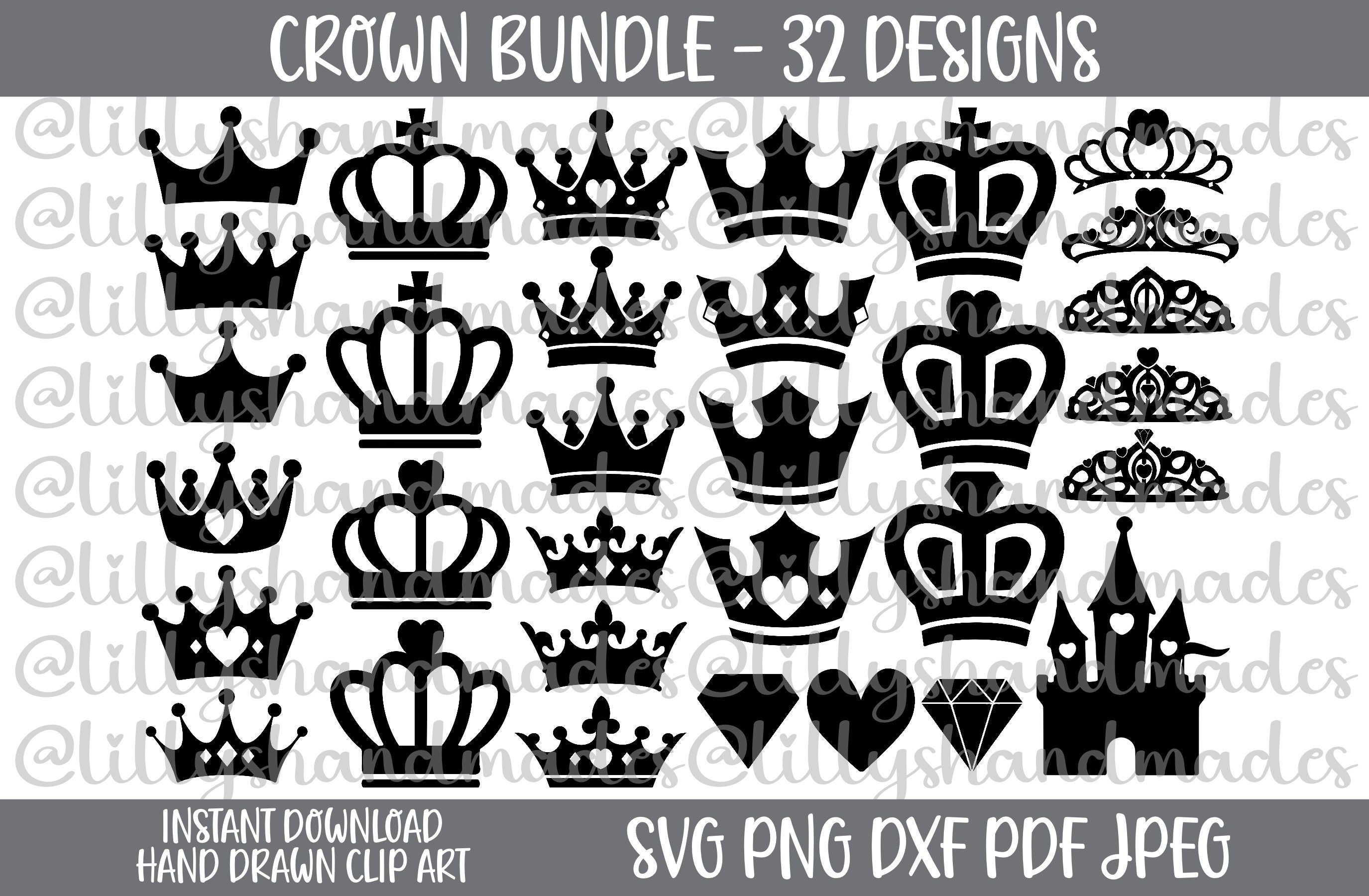 Crown SVG, Crown Bundle SVG, King, Queen, Prince, Princess Crown [vector  file]