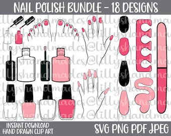 Nails Svg, Nail Polish Clipart, Nails Clipart, Feet Svg, Nail Polish Svg, Nail Tech Svg, Manicure Svg, Manicure Clipart, Hands Svg, Nail Svg