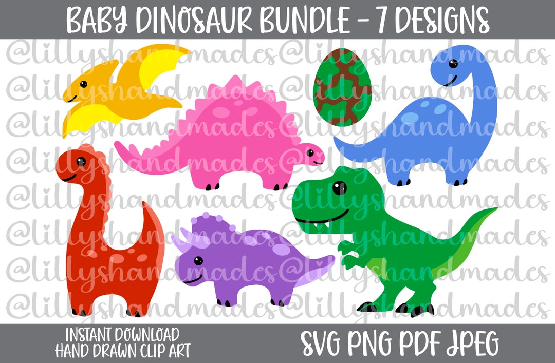 Baby Dinosaur SVG Bundle, Dinosaur PNG Clipart - Etsy