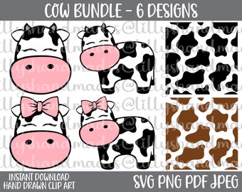 Baby Cow SVG Files, Dairy Cow Print, PNG Clipart