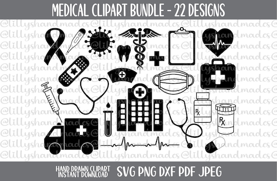 Medical Svg, Medical Png, Medical Clipart, Nurse Svg, Stethoscope Svg, Caduceus Svg, Tooth Svg, Heartbeat Svg, Nurse Clipart
