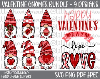Valentine Gnomes Svg, Valentine Gnome Svg, Happy Valentines Day Svg, Gnome Valentine Svg, I Gnome You Svg, Valentines Gnomes Svg
