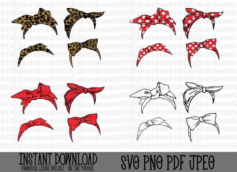 Download Hair Bow Svg Bundle Bandana Svg Polka Dot Svg Designs Hair ...