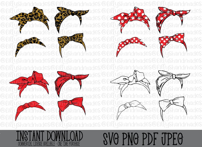 Download Hair Bow Svg Bundle Bandana Svg Polka Dot Svg Designs Hair ...