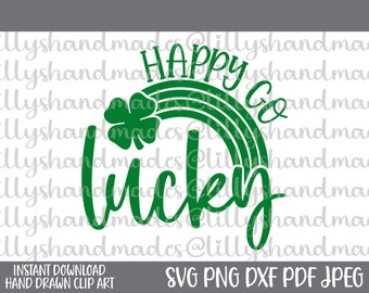 Feliz Go Lucky SVG, Día de San Patricio, Trébol de la Suerte PNG