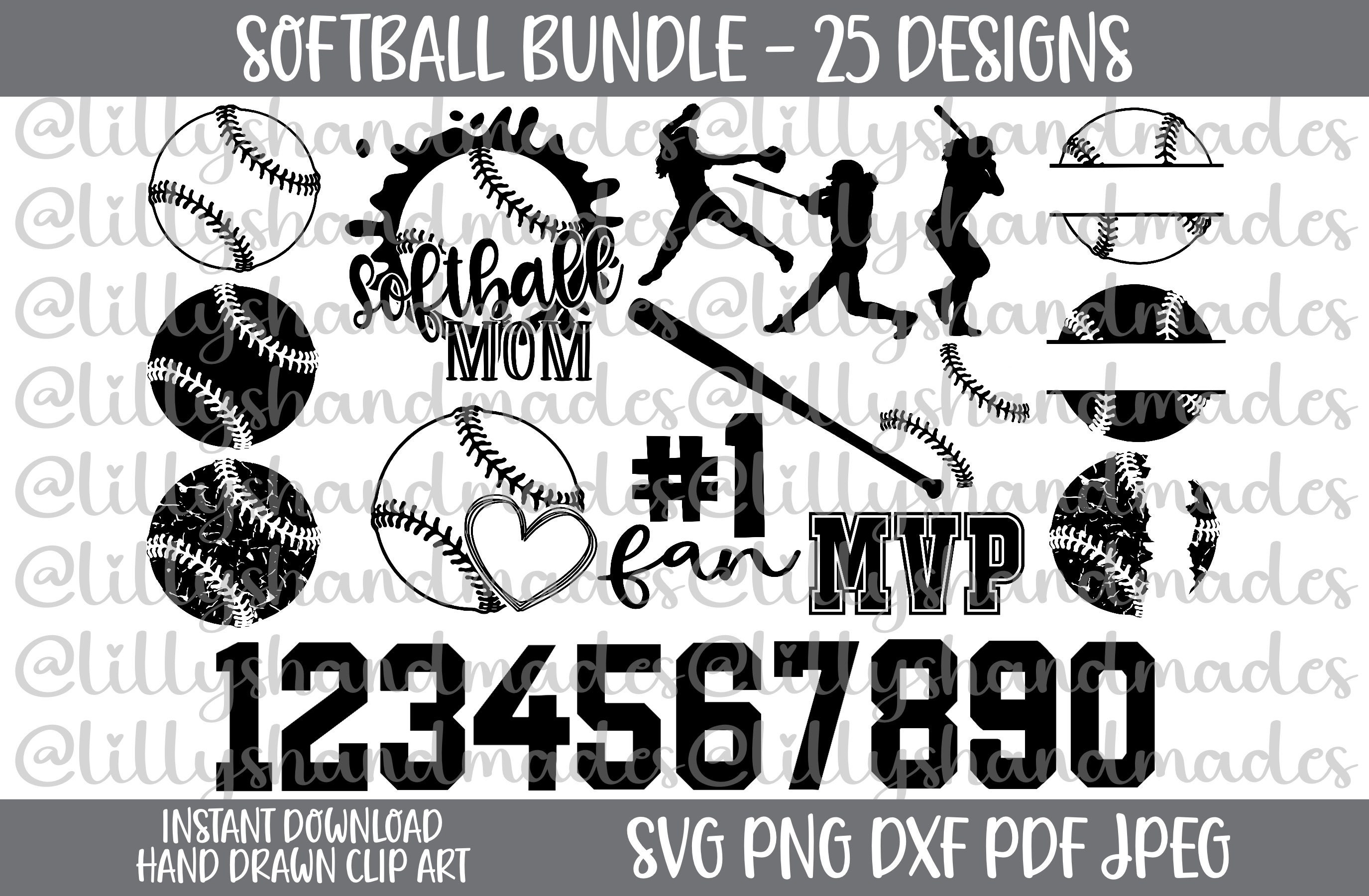 Softball SVG Designs, Mom, Laces, Dad, Girl Vector (digital Download) - Etsy, image size:2750x1800