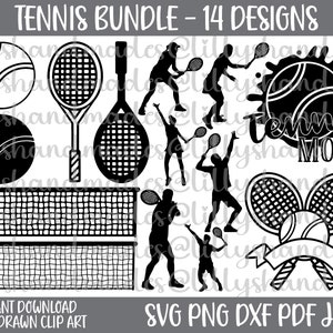 Tennis Svg Bundle, Tennis Clipart, Tennis Mom Svg, Tennis Ball Svg, Tennis Racket Svg, Tennis Player Svg, Tennis Net Svg, Tennis LOGO Svg image 1