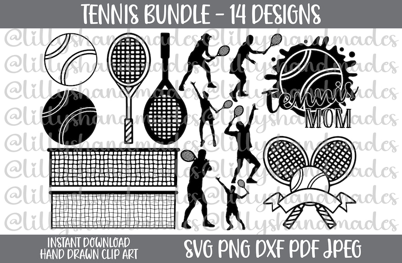 Tennis Svg Bundle, Tennis Clipart, Tennis Mom Svg, Tennis Ball Svg, Tennis Racket Svg, Tennis Player Svg, Tennis Net Svg, Tennis LOGO Svg image 1