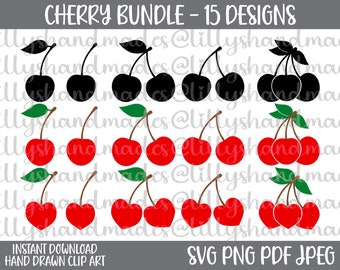 Cherry SVG Bundle, Cherries PNG Clipart