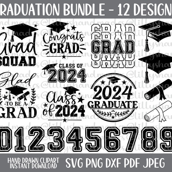 Graduation Svg Bundle, Graduate Svg, Grad Squad Svg, Congrats Grad Svg, Class of Svg, Glad to be A Grad Svg, Graduation Cap Svg, Grad Png