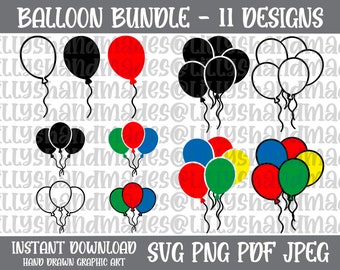 digital download Balloon svg png regular heart star shape Balloon set with and without ribbons digital download Balloon svg png regular heart star shape Balloon set with and without ribbons