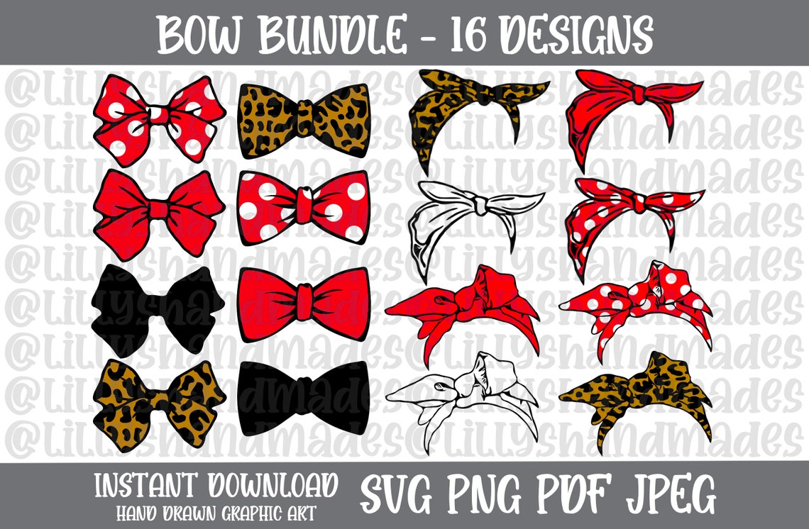 Hair Bow Svg Files For Cricut Bow Tie Svg Bundle Bow | Etsy