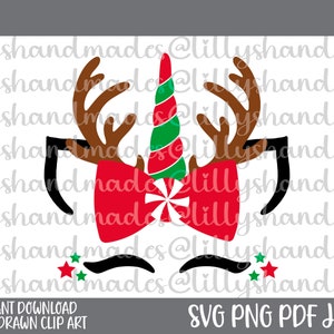 Unicorn Christmas Svg Designs, Christmas Unicorn Svg Files For Cricut, Santa Unicorn Svg, Unicorn Face Svg, Girls Christmas Svg