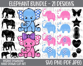 Elephant SVG Bundle, Elephant PNG Clipart