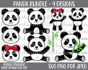Panda SVG Bundle, Baby Panda PNG Clipart