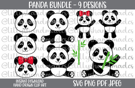 Baby Panda Svg Bundle, Panda Clipart, Panda Face Svg, Baby Panda Svg, Cute Panda Svg, Baby Panda Png, Panda Vector, Panda Bear Svg