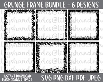 Grunge Frame Svg Bundle, Distressed Frame Png, Border Svg, Grunge Frame Png, Distressed Frame Svg