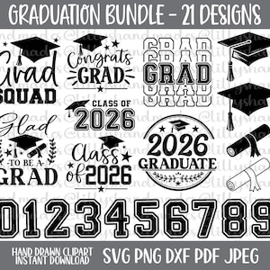 Class of 2026 Svg Bundle, Graduation Svg, Graduate Svg, Graduation Cap Svg, Grad Svg, Class of Svg, Grad Squad Svg, Congrats Grad Svg