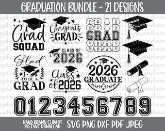Class of 2026 Svg Bundle, Graduation Svg, Graduate Svg, Graduation Cap Svg, Grad Svg, Class of Svg, Grad Squad Svg, Congrats Grad Svg