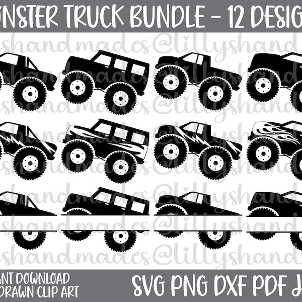 Monster Truck Svg Bundle, Monster Truck Png, Monster Truck Clipart, Monster Truck Vector, Monster Truck Monogram, Monster Truck Silhouette