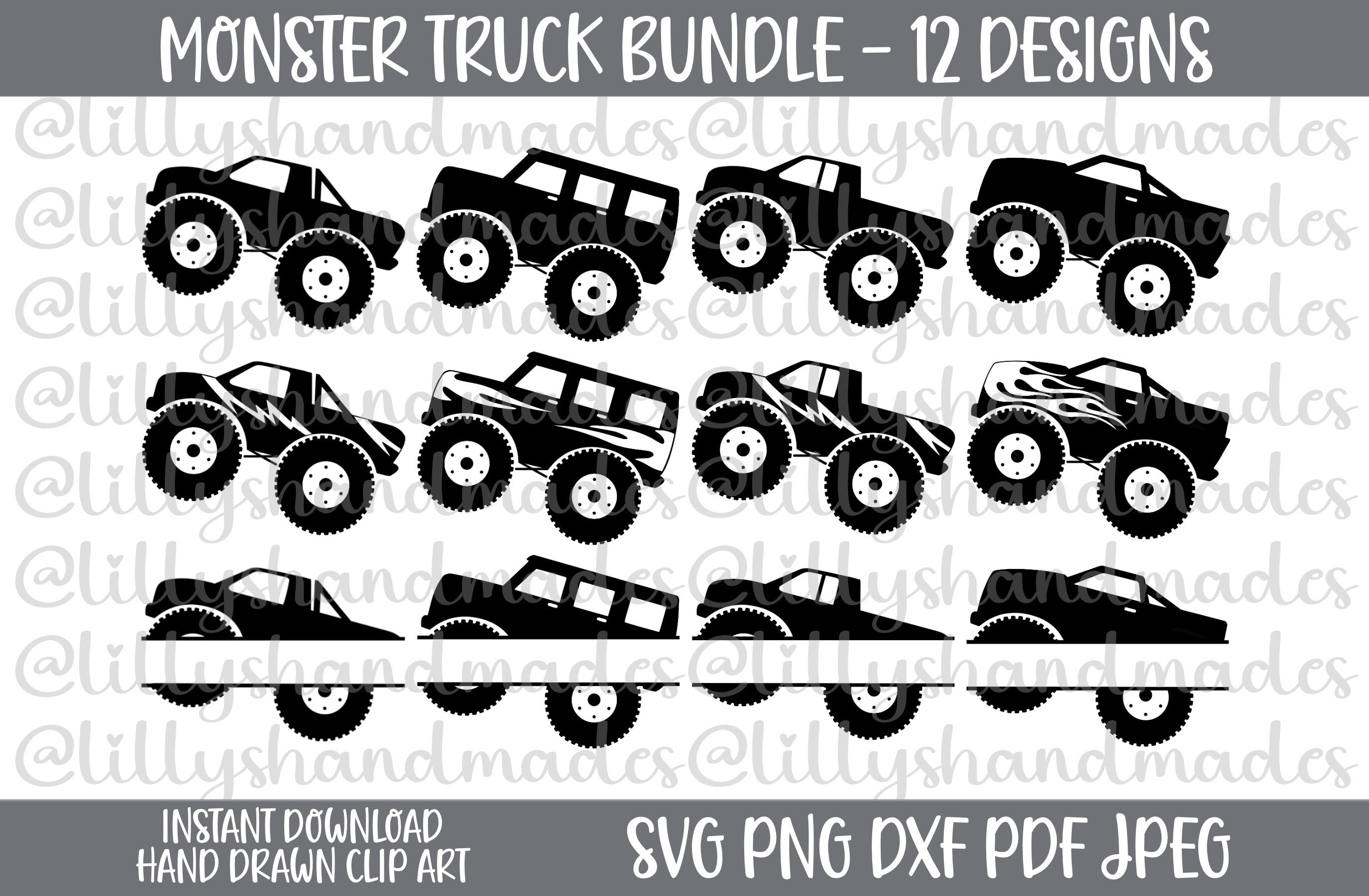 Monster Truck Svg Bundle, Monster Truck Png, Monster Truck Clipart, Monster Truck Vector, Monster Truck Monogram, Monster Truck Silhouette