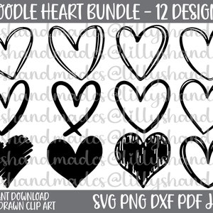 Coração Rabiscado Svg, Pacote Coração Rabiscado Svg, Esboço Coração Svg, Coração Desenhado à Mão Svg Coração Rabiscado Png, Clipart Coração Rabiscado Corações Rabiscados Svg