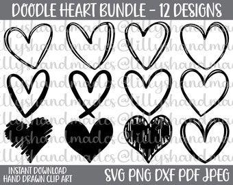 Scribble Heart Svg, Doodle Heart Svg Bundle, Sketch Heart Svg, Hand Drawn Heart Svg Doodle Heart Png, Doodle Heart Clipart Doodle Hearts Svg