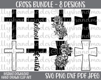 Cross Svg, Faith Cross Svg, Floral Cross Svg, Christian Svg Files For Cricut, Faith Svg, Jesus Svg, Jesus Cross Svg, Christian Easter Svg