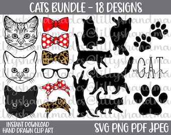 Cara de gato SVG, imágenes prediseñadas de gatos adorables, silueta de gato SVG, gato adorable SVG, gato PNG, imágenes prediseñadas de gatos, gato negro SVG, vector de gato, mamá gata PNG