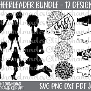 Cheerleading Svg, Cheerleader Svg, Cheer Svg Files, Cheer Mom Svg, Cheerleader Clipart, Megaphone Svg, Cheer Pom Svg, Pom Pom Svg