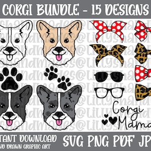 Paquete Corgi Svg, Corgi Clipart, Corgi Png, Corgi Cachorro Svg, Corgi Cara Svg, Corgi Vector, Corgi Cachorro Png, Corgi Mamá Svg, Corgi Papá Svg