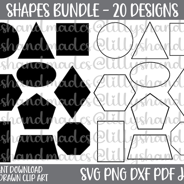 Shapes Clipart Svg Shapes, Shapes Svg Bundle, Basic Shapes Svg, Circle Svg, Frame Shapes Svg, Stencil Shapes Svg, Triangle Svg, Hexagon Svg