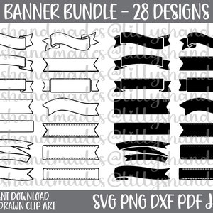 Banner Svg Bundle, Banner Clipart, Banner Png, Banner Vector, Banner Outline, Ribbon Svg, Ribbon Banner Svg, Banner Cut File, Banners Svg